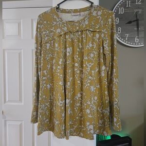 Olive/mustard floral Long Sleeve Top